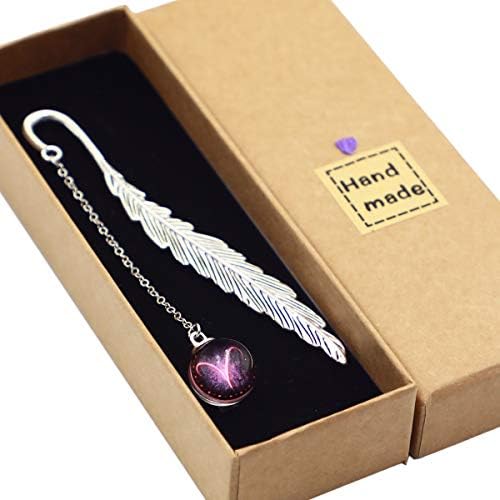 Toirxarn Birthday Constellation Metal Feather Bookmark, Luminous Pendant, is A Practical and Creative Gift for Readers,Women, Friends, Students. (Blue Scorpio)