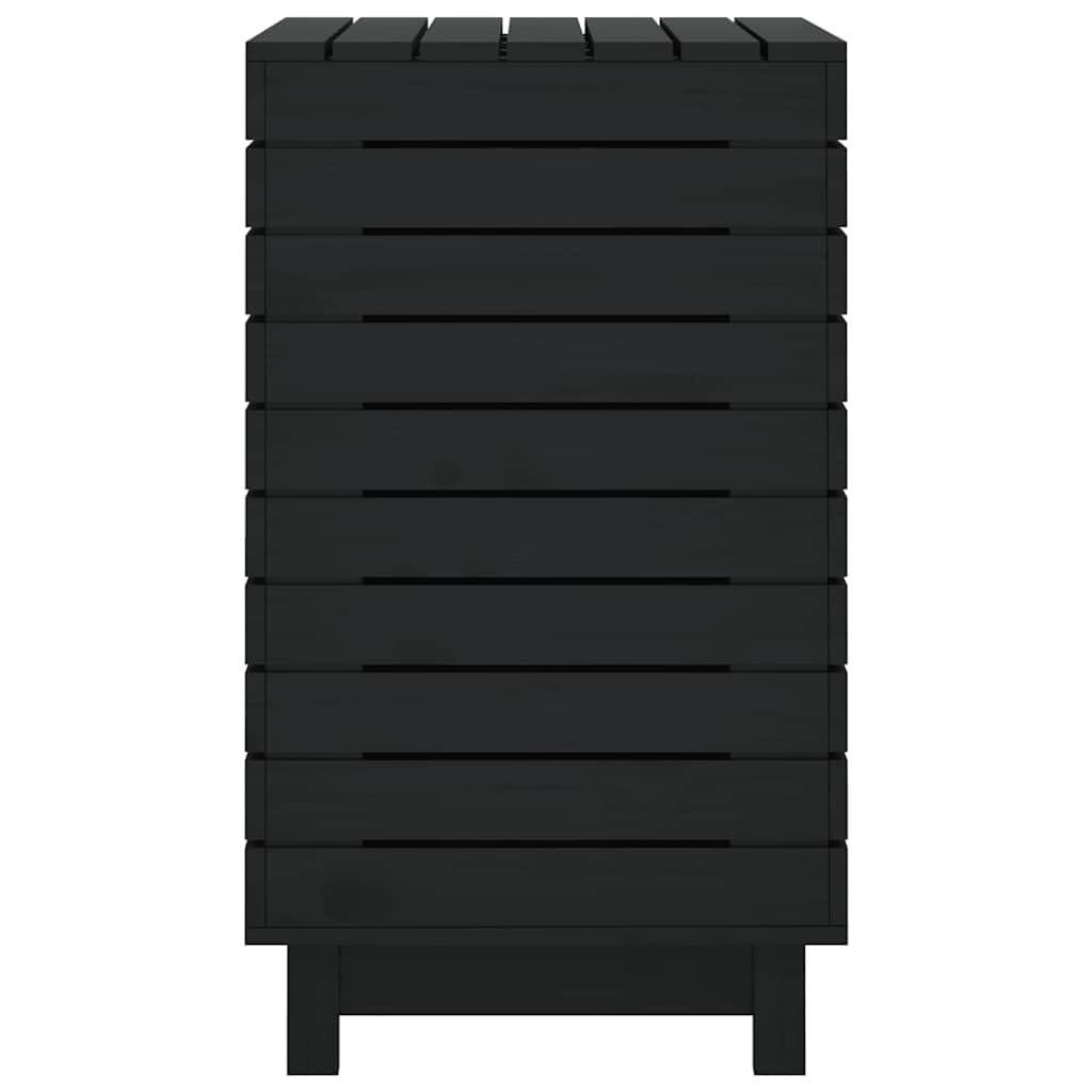 Wäschetruhe aus massivem Kiefernholz 88,5 x 44 x 76 cm schwarz mit Deckel für Badezimmer Schlafzimmer Waschküche Wäschebehälter Ordnung und diskrete Aufbewahrung