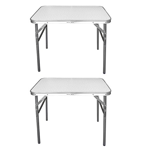 Preisvergleich Produktbild CAMP ACTIVE 2 Stück Aluminium Klapptisch Campingtisch 75x55cm Gartentisch Beistelltisch Falttisch Picknicktisch Alutisch faltbar und höhenverstellbar