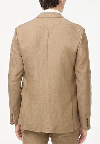 Men's Linen Blend Suits 2-Piece Breathable Lightweight Set Classic Business Formal Jacket Pants for Wedding Dinners4