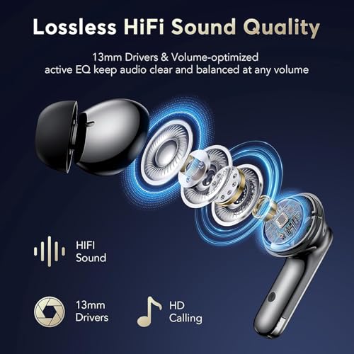 Wireless Earbuds, Bluetooth 5.4 Headphones HiFi Stereo with 6 HD Mics, 2026 Active Noise Cancelling Earbuds, 36H Playtime and LED Display in Ear Earphones, IP7 Waterproof Wireless Headphones, Black by EUQQ - Image 2