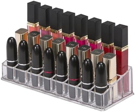 INOVERA (LABEL) 24 Compartment Makeup Lipstick Storage Holder Organizer Case, Pack of 1, Transparent