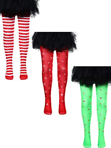 Boao 3 Pairs Halloween Striped Tights Mid Rise Leggings Cosplay Costume Christmas Stockings for Girls Halloween Party Favors (Style 1), As Pictures Shown, One size