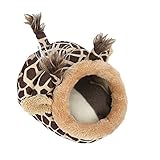 URIJK Kleintierbett Kuschelbett Warm Plüsch Baumwolle Tierbett Schlafen Bett Höhle Zubehör für Meerschweinchen Kaninchen Hamster Ratten Kleintierkäfig (XL, Giraffe)