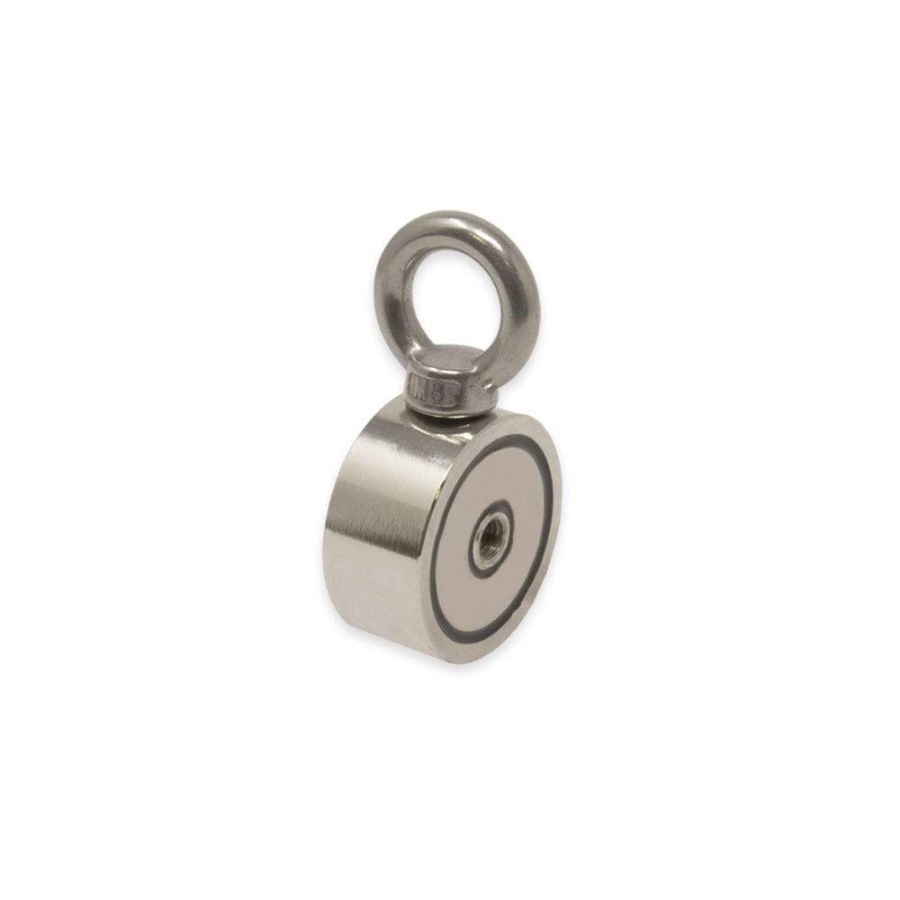 N42 Nagnet Pot Neodymium Con 2X Mo8 Eybolts Per La Pesce Magnet, Rippetco E Treasco Caccia - 48mm Dia x 18mm - 80kg