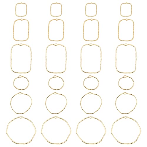CHGCRAFT 48Pcs 2 Style Alliage Dos Ouvert Lunette Pendentifs Boucle d'oreille Creuse Cadre Charme Résine Epoxy Charme pour DIY UV Résine Collier Boucle d'oreille, Or Cover
