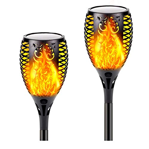QINOL 2-Pack 33LED Solar Lights Outdoor, Solar Torch Light with Dancing Flickering Flame IP 65 Waterproof Landscape Decorative Lights for Garden Patio - Dusk to Dawn Auto On/Off