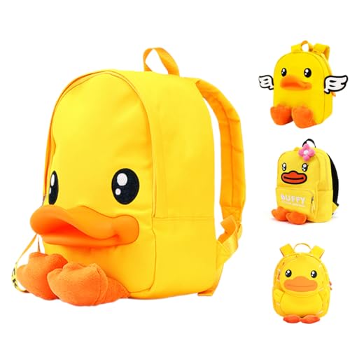 B.Duck Cute Toddler Backpack, Waterproof Yellow Duck Backpack for Boy Girls Kids Preschool Kindergarten Travel