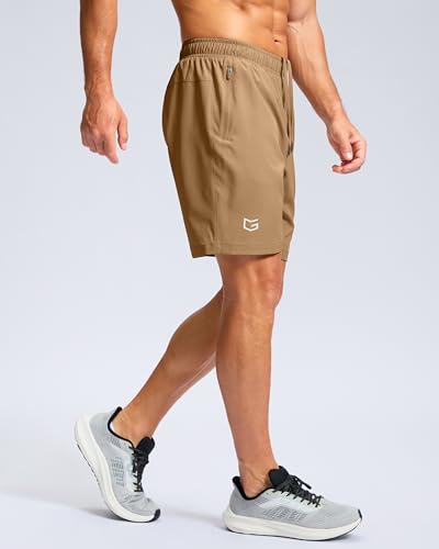 Image of G Gradual Men's Athletic Running Shorts with Zipper Pockets Quick Dry 7 inch / 5 inch / 9 inch Workout Gym Shorts for Basketball Hiking