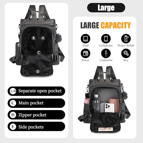 Image of PINCNEL Women Backpack Purse Waterproof Nylon Anti-theft Rucksack Lightweight Shoulder Bag