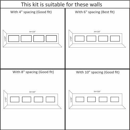 Birdeco Vorgefertigtes Wandform-Set, fertig zum Zusammenbauen, Verkleidungspaneele, installiert mit Klebstoff, vorgeschnittene Zierleiste für Innenwände, Heimwerken (4 Rahmen, nicht abziehen und
