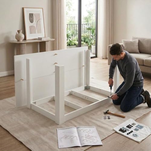 Miniatura 2 de Edihome, Mesa Comedor Modelo Denver, Para Salón, Cocina, Acabado Blanco Y Cambria, Dimensiones 138 Ancho X 90 Largo X 75 Alto Blanco