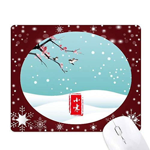 Tapis de souris motif flocon de neige hivernal rond et léger