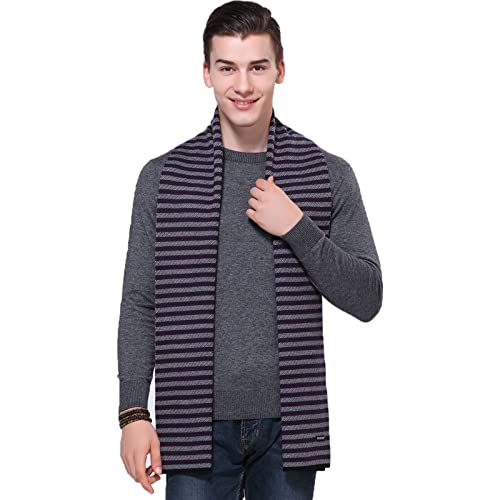KODOD Plaid Striped Wool Scarf for Men - Winter Soft Thick Cashmere Knit Scarves (8031 Purple)
