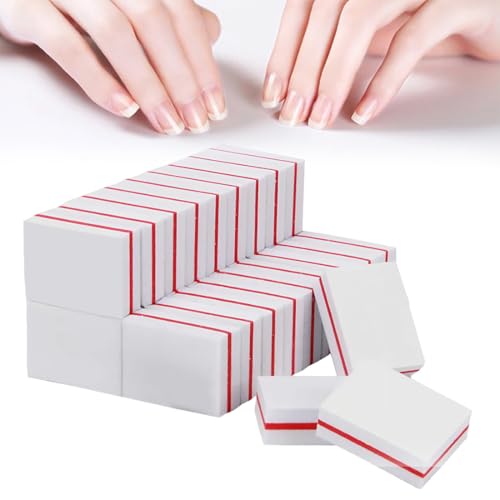 HABNI 30 Piezas de esponjas para uñas, Bloques de Lima de uñas, Bloques Profesionales de Esponja Acolchada para Lima de uñas para manicura (Blanco)