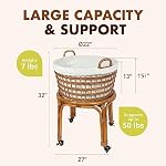 KOUBOO Rolling Wicker Laundry Hamper with Liner Locking Wheels, Honey Brown - Image 2