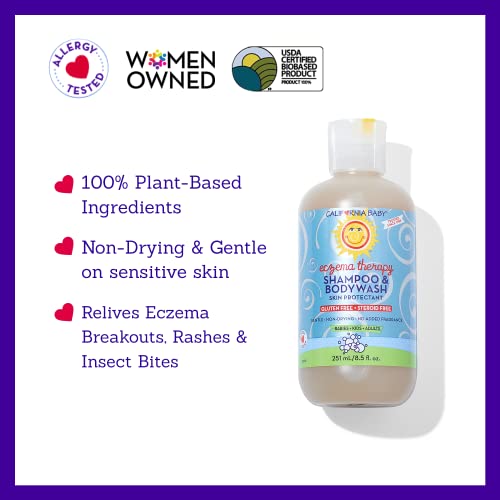 California Baby Eczema Shampoo & Bodywash | Soothes & Relieves Eczema Irritation | 100% Plant-Based (Usda Certified) | Allergy Friendly | Gluten-Free | Steroid-Free | Unscented Baby Eczema Body Wash For Dry, Irritated & Sensitive Skin | 251 Ml / 8.5 Fl. Oz. #TOP1