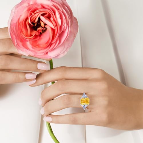 4 Carat Promise Ring Radiant Cut Lab Simulated Diamond Sterling Silver Three Stone CZ Engagement Ring for Her3