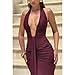 ABYOVRT Women Deep V Neck Ruched Maxi Dress Sleeveless Halter Gown Cocktail Evening Formal Dresses (Wine Red,S)
