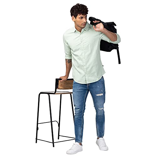 Image of Spykar Full Sleeves Cotton Blend Slim Fit Shirt for Men