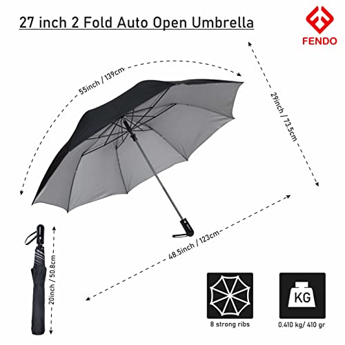 Image of Fendo 27 Inch 2 Fold Umbrella for Men & Women | Windproof & Waterproof Travel Umbrellas | Lightweight for Ideal Everyday Use | Foldable Compact Umbrella | Armani