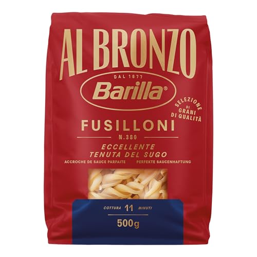 Barilla Pasta Al Bronzo Fusilloni 500g I Nudeln aus Bronze-Formen, Saucenhaftung auf die italienische Art, 100% hochwertiger Hartweizen verleiht den vollmundigen Geschmack