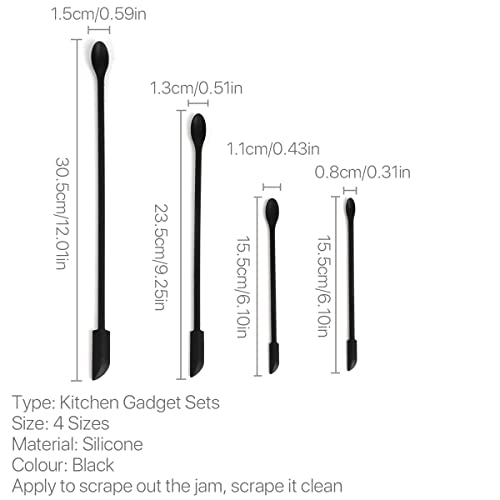 image for Generic 4 Pack Black Mini Silicone Spatula, Makeup Spatula, Small Sili