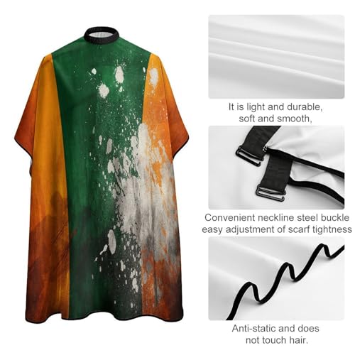 Capa para corte de cabello patrón naranja y verde unisex miniatura 4