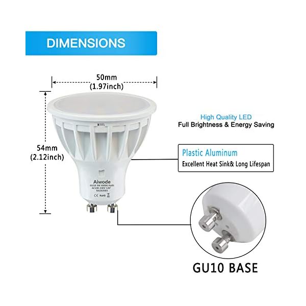Aiwode GU10 LED Neutralweiss | LED GU10 Lampe | Naturweiß 4000K | RA85 550lm 120°Abstrahlwinkel | 5W ersetzt 50W Halogen… – Bild 5