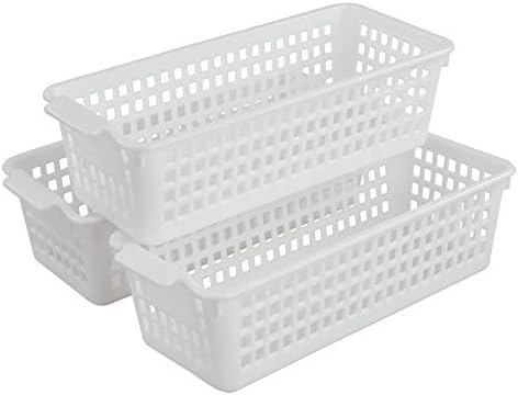 Yarebest 3-pack Small Plastic Handy Basket for Storage (White)