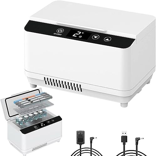 DARZYS Insulin Refrigerated, Insulin Cooler Box, Medicine Refrigerator with 2-8 ? Intelligent Constant Temperature, Alarm & LED Display, for Car, Home, Travel(1battery)