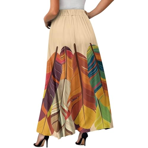 Womens Comfy Stylish High Waist Flare Long Maxi Skirts Casual Skirt with 2 Side Pockets Available in Print S-2XL2