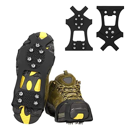 willceal Ice Cleats, Ice Grippers Traction Cleats Shoes and Boots Rubber Snow Shoe Spikes Crampons with 10 Steel Studs Cleats Prevent Outdoor Activities from Wrestling