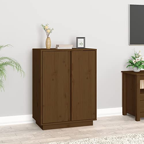 WRJENFSC Buffet en pin marron miel, 60 x 35 x 80 cm, classique, en bois massif, avec beaucoup d'espace de rangement et surface présentable, pour couloir,...