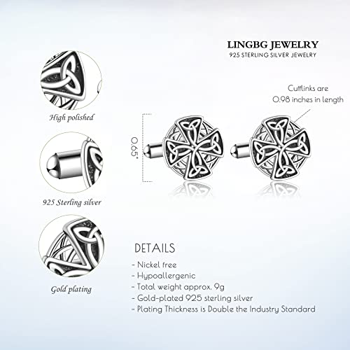 Mens Cufflinks 925 Sterling Silver Celtic Knot Elephant Wolf Tuxedo Cufflinks for Men Cubic Zirconia Cufflinks Business Wedding Father's Day Jewelry4