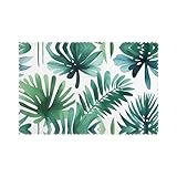 YYHWHJDE Mantel individual duradero con estampado de hojas de palmera tropical, impermeable, fácil de limpiar, resistente al calor, antideslizante