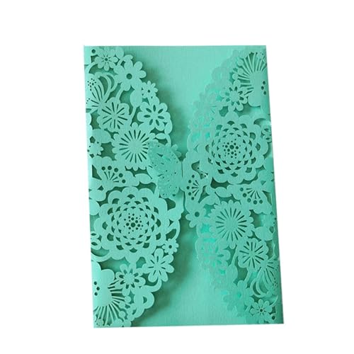 Tarjetas de invitación boda mariposa con sobre de purpurina azul claro para evitar invitaciones sosas