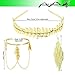 4 Pieces Grecian Goddess Leaf Laurel Costume Accessories Set Roman Toga Party Headband Upper Arm cuff Bracelet Band Earrings Jewelry Women Golden