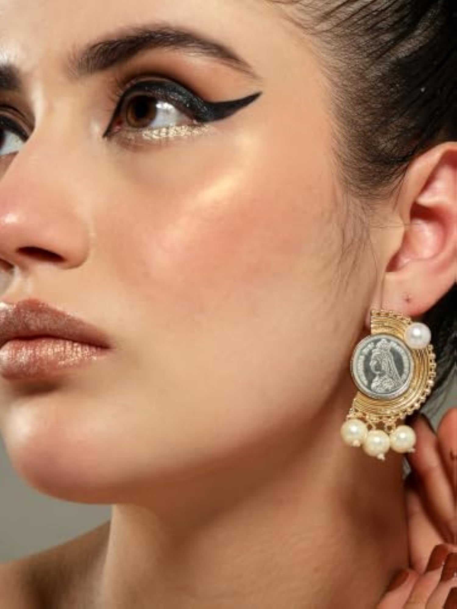 Women's Gold Plated Dangle Earrings, Gift for Her