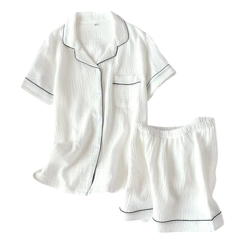 Ensemble pyjama fluide et frais à revers crantés pour l'été