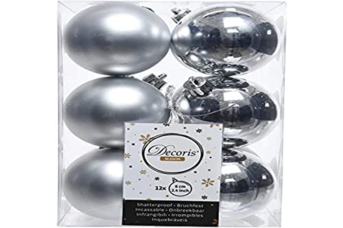 Decoris, 21831, Palline Natalizie, Infrangibili, Miste Lucide E Opache, Argento (Silber)
