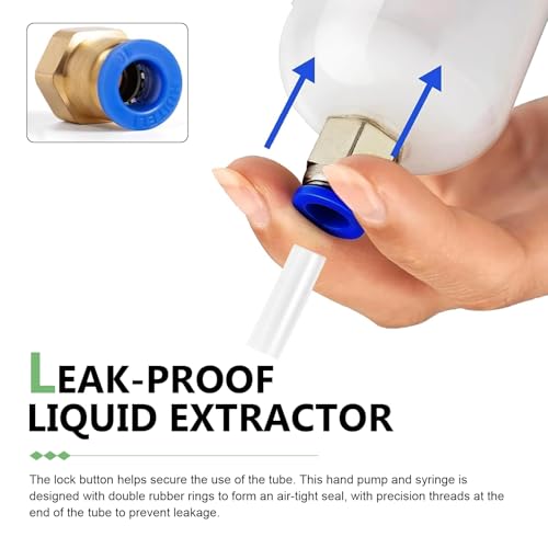 Zehiony Car Fuel Extractor Pump, 200 CC Manual Oil Suction Pump & Change Syringe, Portable Brake Oil & Fuel Transfer with Sealing Ring, Extraction Tool for Car Maintenance (White) by Zehiony - Image 4