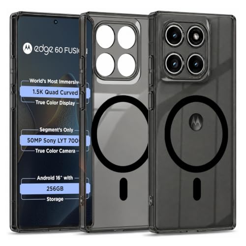 Image of Elzzi Anti Scratch Semi Translucent Cover for Moto Edge 60 Fusion Case, Premium PC + TPU Magnetic Phone Cases Drop Proof, Compatible with Magsafe Slim Never Yellowing Shockproof