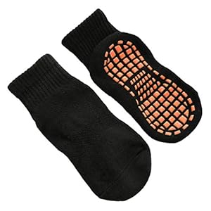 BESPORTBLE 3 paar antislip vloersokken, kinderen katoenen trampolinesokken voor kinderen – M maat (grijs, geschikt voor…