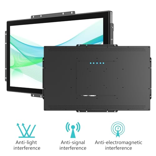 Image of 23.8 Inch Open Frame Capacitive Touch Screen LCD Monitor Surface is IP65 Waterproof 1920x1080 @ 60Hz TFT LCD IK08 Input Industrial Monitor 10 Finger Capacitive Touch