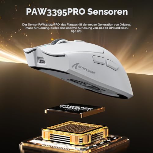 ATTACK SHARK X1 Gaming Mouse with Touchpad RGB Charging Dock, PixArt PAW3395PRO Gaming Sensor, BT/2.4G Wireless/Wired Gaming Mouse… – Ansicht 5