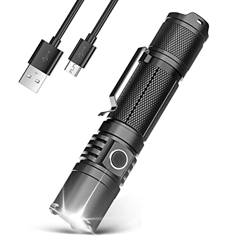 COSMOING Super Bright 1600 High Lumen 5 Modes Type-C Tactical Rechargeable Flashlights with Battery Torch Light for Emergency Police Law Enforcement, Hunting Camping Hiking