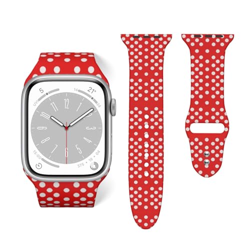 ZAKAFUCH Polyester iWatch Band Breathable Replacement Strap Women Mens Polka Dot Red Watch Bands Compatible with iwatch Series 6/5/4/3/2/1/SE, 38mm/40mm, 42mm/44mm
