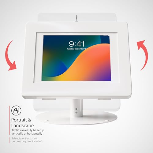 Premium iPad Retail POS Stand – CTA Upscale Tablet Kiosk Stand with 360 Degree Rotation & Locking for Retail, Restaurants & More – for Surface Pro 3-8th Gen, iPad Pro 12.9" & More – White (PAD-HSKSWL) by CTA Digital - Image 4