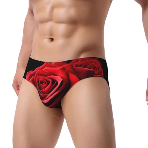 Men'S Briefs Underwear Soft And Stretchy Mens Triangle Briefs Breathable Underwear For Men- Red Rose Floral2